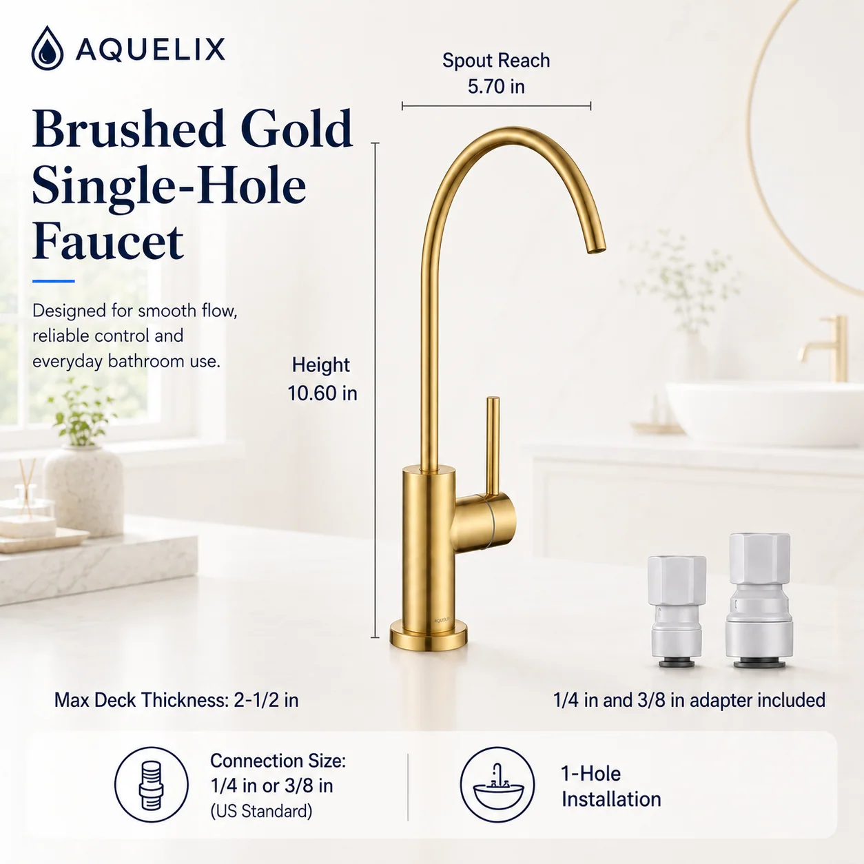 Brushed Gold Single-Hole Faucet - brushed gold single hole faucet