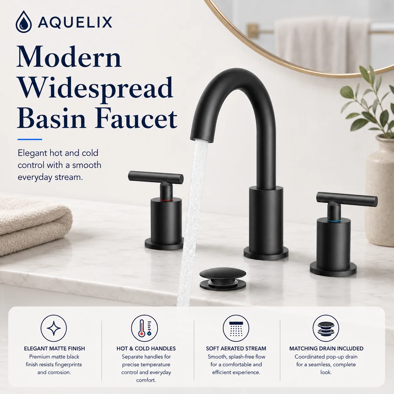 Modern Widespread Basin Faucet