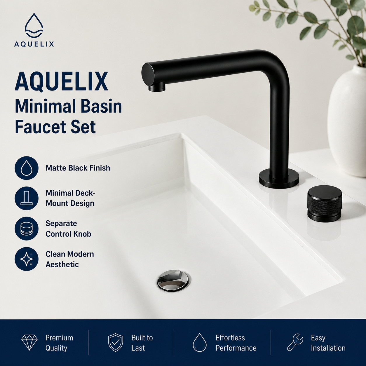 Minimal Basin Faucet Set - Aquelix Bathroom Faucets manufacturer