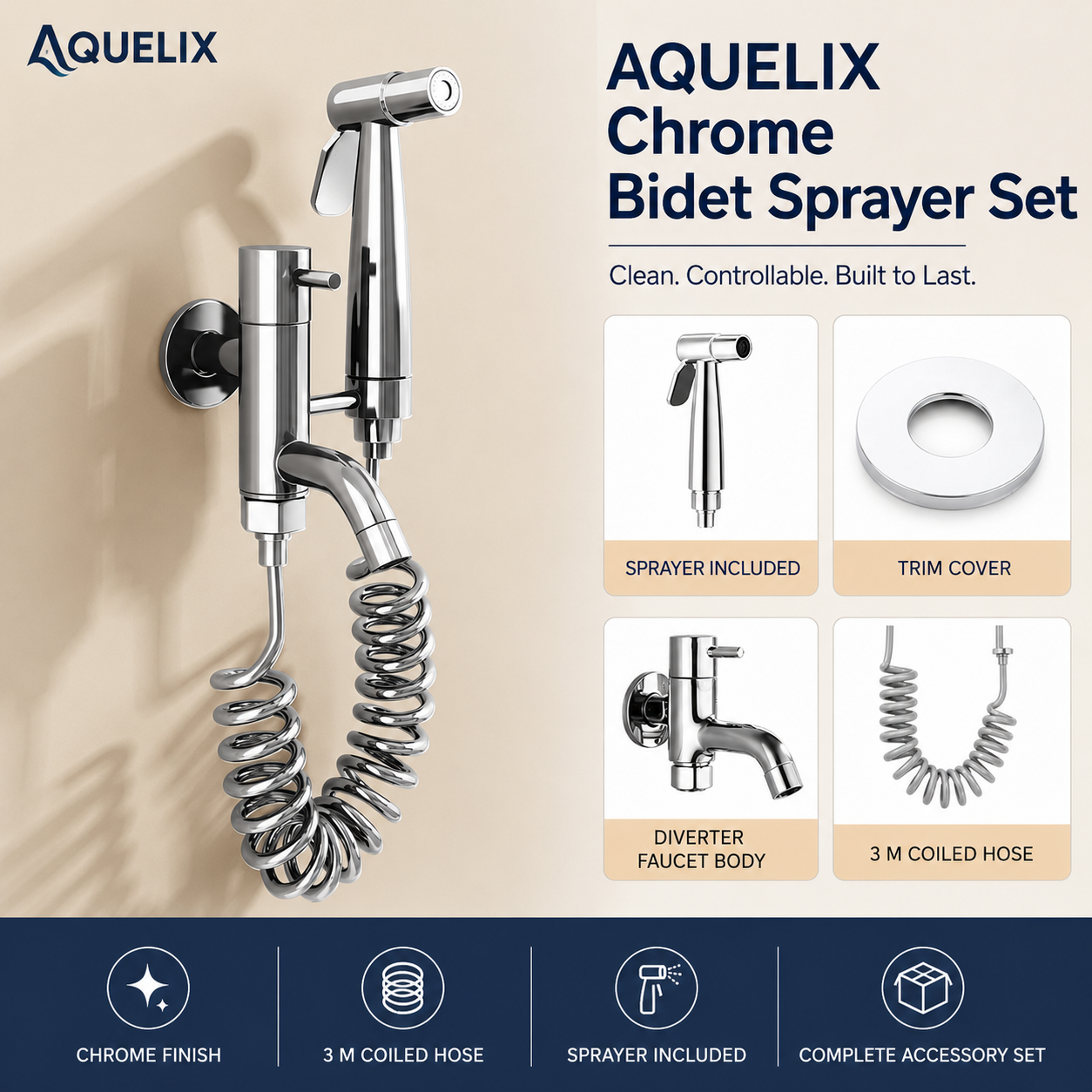 Chrome Bidet Sprayer Set