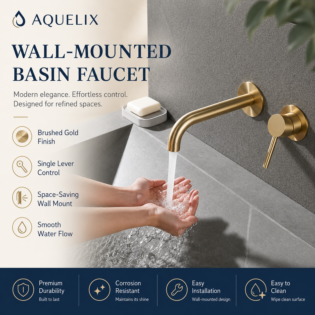 Wall-Mounted Basin Faucet - Aquelix Bathroom Faucets manufacturer