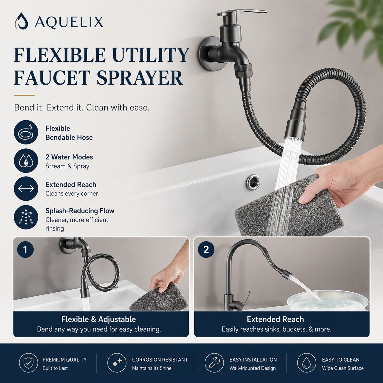Flexible Utility Faucet Sprayer