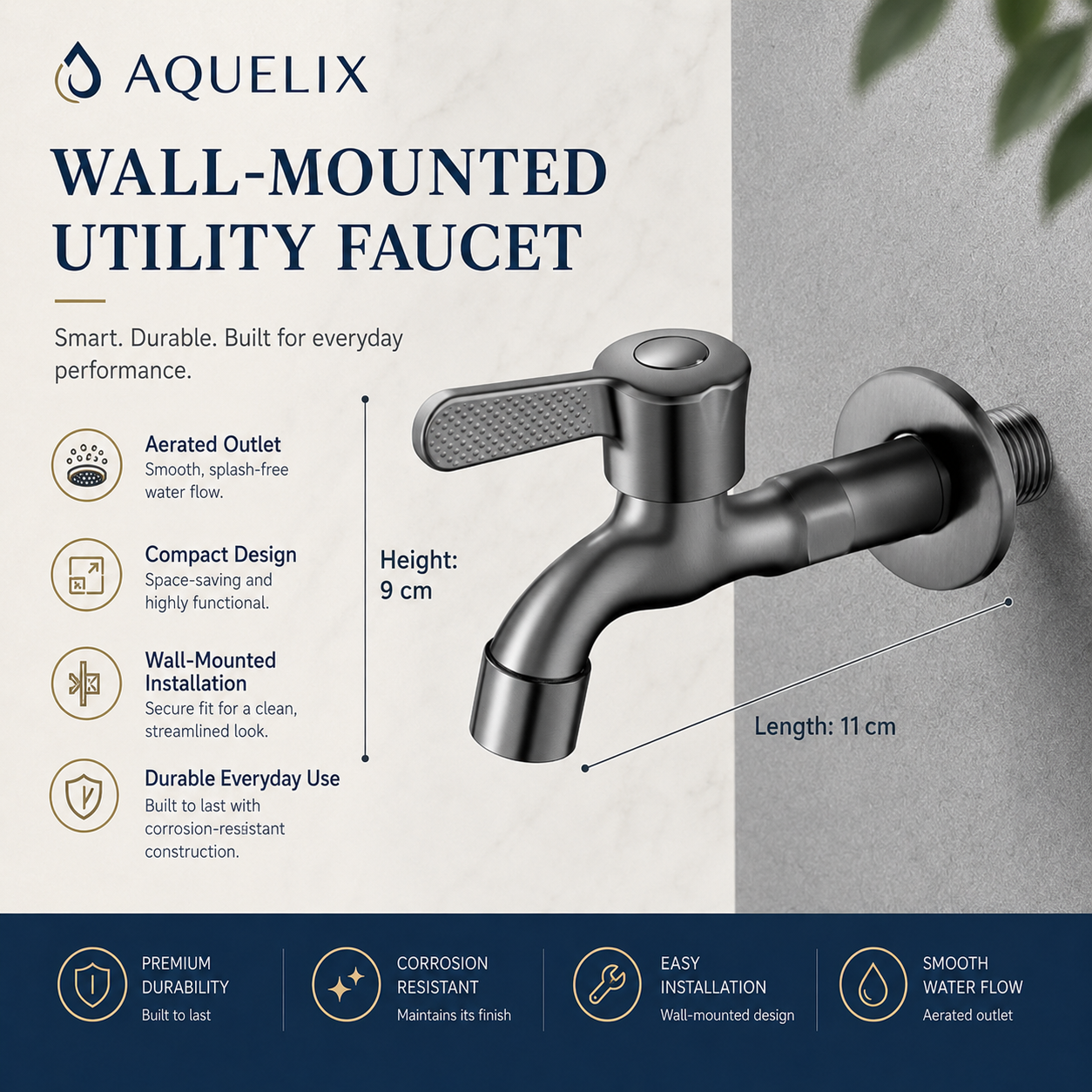 Wall-Mounted Utility Faucet - Aquelix Utility Faucets manufacturer