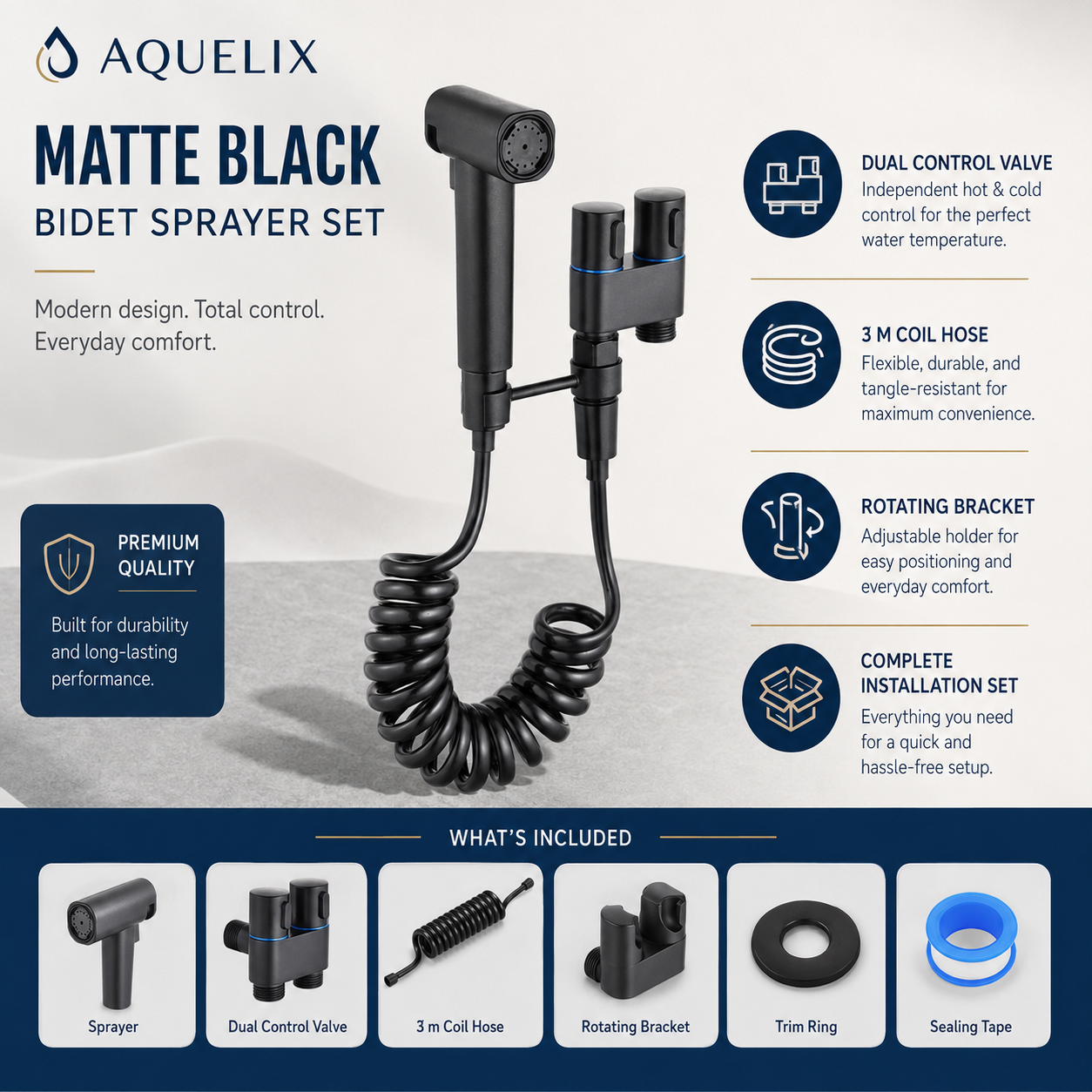 Matte Black Bidet Sprayer Kit