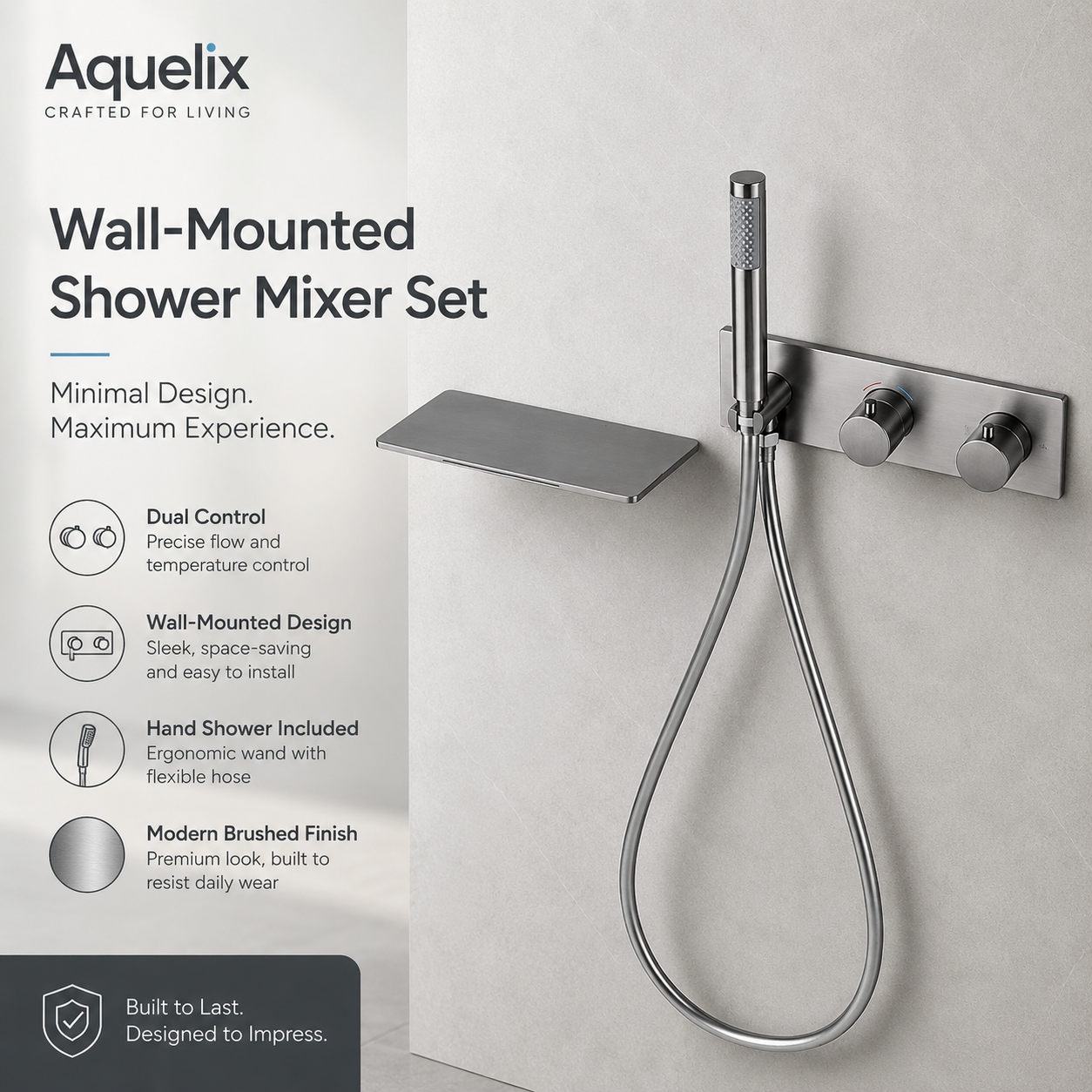 Wall-Mounted Shower Mixer Set