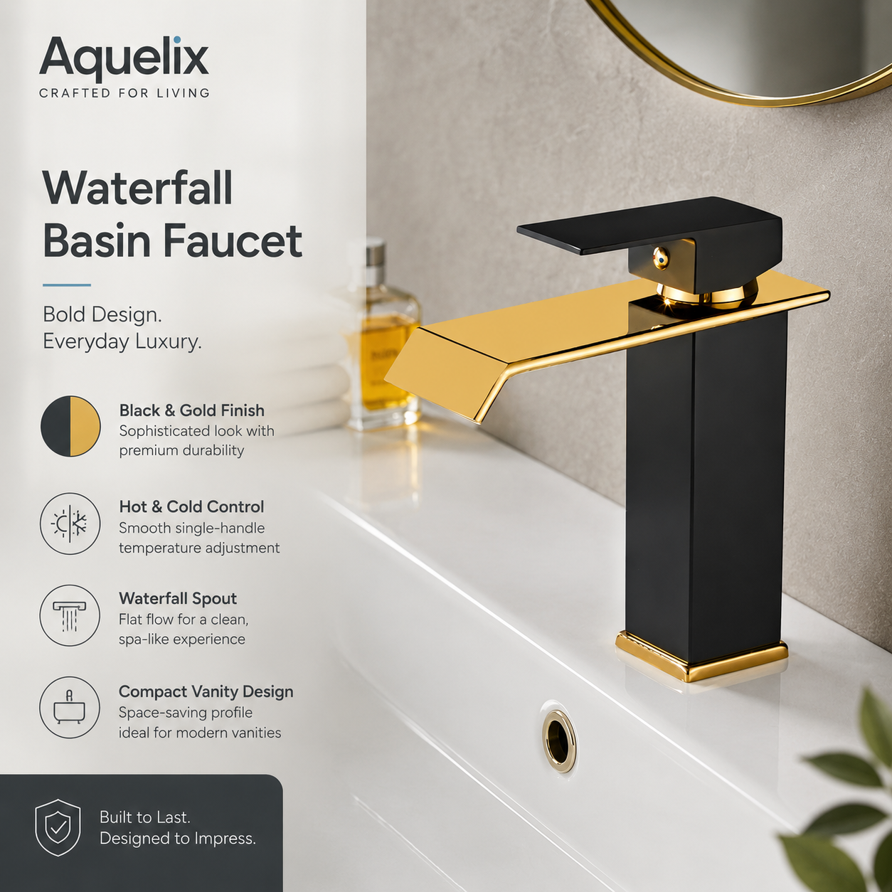 Waterfall Basin Faucet - Aquelix Bathroom Faucets manufacturer