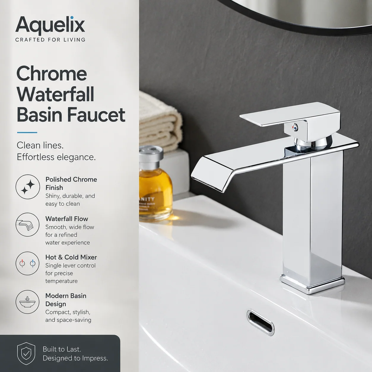 Chrome Waterfall Basin Faucet - chrome waterfall basin faucet