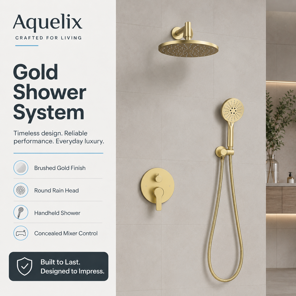 Gold Shower System - Aquelix Shower Systems manufacturer